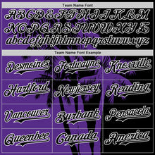 Load image into Gallery viewer, Custom Black Purple-White 3D Pattern Design Hawaii Palm Trees Tropical Coconut Authentic Baseball Jersey