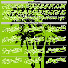Load image into Gallery viewer, Custom Black Neon Green-White 3D Pattern Design Hawaii Palm Trees Tropical Coconut Authentic Baseball Jersey