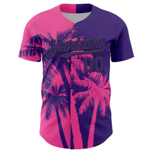 Charger l'image dans la galerie, Custom Purple Pink-Black 3D Pattern Design Hawaii Palm Trees Tropical Coconut Authentic Baseball Jersey