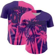 Charger l'image dans la galerie, Custom Purple Pink-Black 3D Pattern Design Hawaii Palm Trees Tropical Coconut Authentic Baseball Jersey
