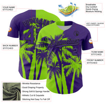 Load image into Gallery viewer, Custom Purple Neon Green-Black 3D Pattern Design Hawaii Palm Trees Tropical Coconut Authentic Baseball Jersey