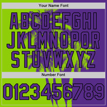 Load image into Gallery viewer, Custom Purple Neon Green-Black 3D Pattern Design Hawaii Palm Trees Tropical Coconut Authentic Baseball Jersey