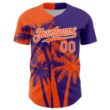 Загрузить изображение в средство просмотра галереи, Custom Purple Orange-White 3D Pattern Design Hawaii Palm Trees Tropical Coconut Authentic Baseball Jersey