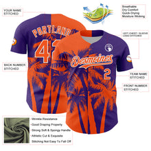 Загрузить изображение в средство просмотра галереи, Custom Purple Orange-White 3D Pattern Design Hawaii Palm Trees Tropical Coconut Authentic Baseball Jersey