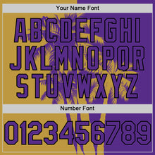 Load image into Gallery viewer, Custom Purple Old Gold-Black 3D Pattern Design Hawaii Palm Trees Tropical Coconut Authentic Baseball Jersey