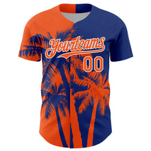 Load image into Gallery viewer, Custom Royal Orange-White 3D Pattern Design Hawaii Palm Trees Tropical Coconut Authentic Baseball Jersey