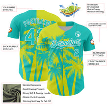 Charger l'image dans la galerie, Custom Aqua Neon Yellow-White 3D Pattern Design Hawaii Palm Trees Tropical Coconut Authentic Baseball Jersey
