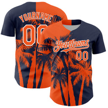 Charger l'image dans la galerie, Custom Navy Orange-White 3D Pattern Design Hawaii Palm Trees Tropical Coconut Authentic Baseball Jersey