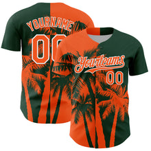 Load image into Gallery viewer, Custom Green Orange-White 3D Pattern Design Hawaii Palm Trees Tropical Coconut Authentic Baseball Jersey