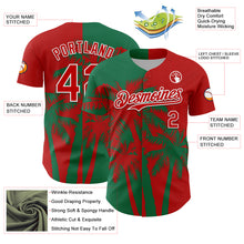 Laden Sie das Bild in den Galerie-Viewer, Custom Red Kelly Green-White 3D Pattern Design Hawaii Palm Trees Tropical Coconut Authentic Baseball Jersey