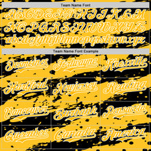 Laden Sie das Bild in den Galerie-Viewer, Custom Gold Black-White 3D Pattern Design Paint Splash Stripe Authentic Baseball Jersey