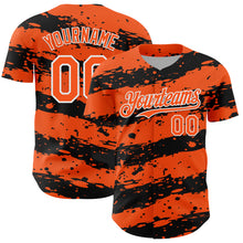 Charger l'image dans la galerie, Custom Orange Black-White 3D Pattern Design Paint Splash Stripe Authentic Baseball Jersey