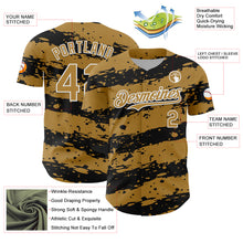 Load image into Gallery viewer, Custom Old Gold Black-White 3D Pattern Design Paint Splash Stripe Authentic Baseball Jersey