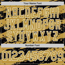 Load image into Gallery viewer, Custom Old Gold Black-White 3D Pattern Design Paint Splash Stripe Authentic Baseball Jersey