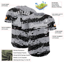 Charger l'image dans la galerie, Custom Gray Black-White 3D Pattern Design Paint Splash Stripe Authentic Baseball Jersey