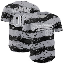 Charger l'image dans la galerie, Custom Gray Black-White 3D Pattern Design Paint Splash Stripe Authentic Baseball Jersey