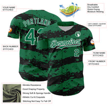 Charger l'image dans la galerie, Custom Kelly Green Black-White 3D Pattern Design Paint Splash Stripe Authentic Baseball Jersey