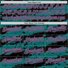Charger l'image dans la galerie, Custom Teal Black-Pink 3D Pattern Design Paint Splash Stripe Authentic Baseball Jersey