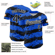 Charger l'image dans la galerie, Custom Thunder Blue Black-White 3D Pattern Design Paint Splash Stripe Authentic Baseball Jersey