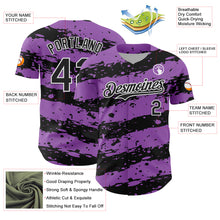 Charger l'image dans la galerie, Custom Medium Purple Black-White 3D Pattern Design Paint Splash Stripe Authentic Baseball Jersey