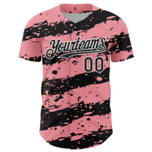 Charger l'image dans la galerie, Custom Medium Pink Black-White 3D Pattern Design Paint Splash Stripe Authentic Baseball Jersey