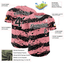 Charger l'image dans la galerie, Custom Medium Pink Black-White 3D Pattern Design Paint Splash Stripe Authentic Baseball Jersey