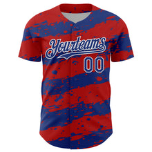 Charger l'image dans la galerie, Custom Red Royal-White 3D Pattern Design Paint Splash Stripe Authentic Baseball Jersey