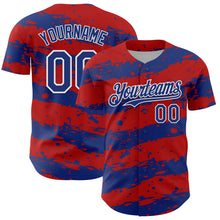 Charger l'image dans la galerie, Custom Red Royal-White 3D Pattern Design Paint Splash Stripe Authentic Baseball Jersey