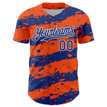 Charger l'image dans la galerie, Custom Orange Royal-White 3D Pattern Design Paint Splash Stripe Authentic Baseball Jersey