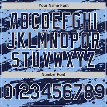 Charger l'image dans la galerie, Custom Light Blue Navy-White 3D Pattern Design Paint Splash Stripe Authentic Baseball Jersey