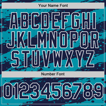 Charger l'image dans la galerie, Custom Teal Navy-White 3D Pattern Design Paint Splash Stripe Authentic Baseball Jersey