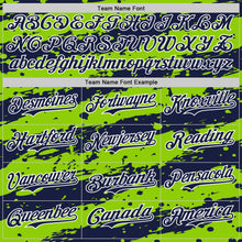 Load image into Gallery viewer, Custom Neon Green Navy-White 3D Pattern Design Paint Splash Stripe Authentic Baseball Jersey