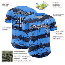 Загрузить изображение в средство просмотра галереи, Custom Electric Blue Navy-White 3D Pattern Design Paint Splash Stripe Authentic Baseball Jersey