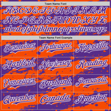 Charger l'image dans la galerie, Custom Orange Purple-White 3D Pattern Design Paint Splash Stripe Authentic Baseball Jersey