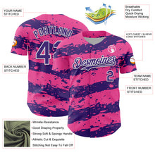 Charger l'image dans la galerie, Custom Pink Purple-White 3D Pattern Design Paint Splash Stripe Authentic Baseball Jersey