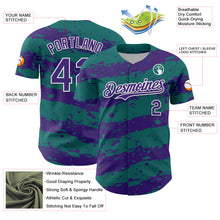 Charger l'image dans la galerie, Custom Teal Purple-White 3D Pattern Design Paint Splash Stripe Authentic Baseball Jersey