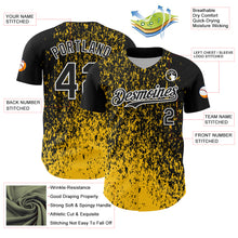 Charger l'image dans la galerie, Custom Black Yellow-White 3D Pattern Design Abstract Fragment Splatter Authentic Baseball Jersey