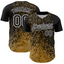 Charger l'image dans la galerie, Custom Black Old Gold-White 3D Pattern Design Abstract Fragment Splatter Authentic Baseball Jersey