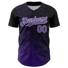 Charger l'image dans la galerie, Custom Black Purple-White 3D Pattern Design Abstract Fragment Splatter Authentic Baseball Jersey