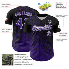 Charger l'image dans la galerie, Custom Black Purple-White 3D Pattern Design Abstract Fragment Splatter Authentic Baseball Jersey