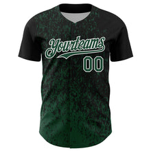 Charger l'image dans la galerie, Custom Black Green-White 3D Pattern Design Abstract Fragment Splatter Authentic Baseball Jersey