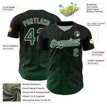 Charger l'image dans la galerie, Custom Black Green-White 3D Pattern Design Abstract Fragment Splatter Authentic Baseball Jersey