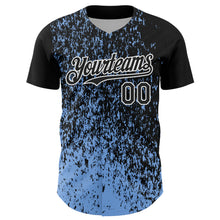 Charger l'image dans la galerie, Custom Black Light Blue-White 3D Pattern Design Abstract Fragment Splatter Authentic Baseball Jersey