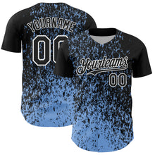 Charger l'image dans la galerie, Custom Black Light Blue-White 3D Pattern Design Abstract Fragment Splatter Authentic Baseball Jersey