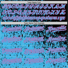 Charger l'image dans la galerie, Custom Black Sky Blue-Pink 3D Pattern Design Abstract Fragment Splatter Authentic Baseball Jersey