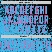 Charger l'image dans la galerie, Custom Black Sky Blue-Pink 3D Pattern Design Abstract Fragment Splatter Authentic Baseball Jersey