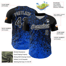 Charger l'image dans la galerie, Custom Black Thunder Blue-White 3D Pattern Design Abstract Fragment Splatter Authentic Baseball Jersey