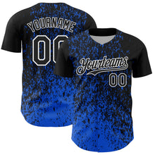 Charger l'image dans la galerie, Custom Black Thunder Blue-White 3D Pattern Design Abstract Fragment Splatter Authentic Baseball Jersey