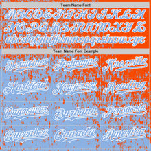 Charger l'image dans la galerie, Custom Orange Light Blue-White 3D Pattern Design Abstract Fragment Splatter Authentic Baseball Jersey