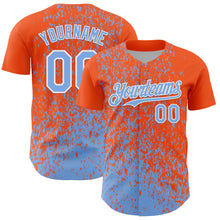 Charger l'image dans la galerie, Custom Orange Light Blue-White 3D Pattern Design Abstract Fragment Splatter Authentic Baseball Jersey